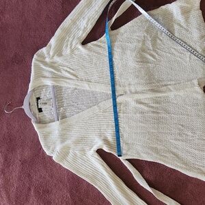 Belted Acrylic Sweater White  Large fits Small by MAK